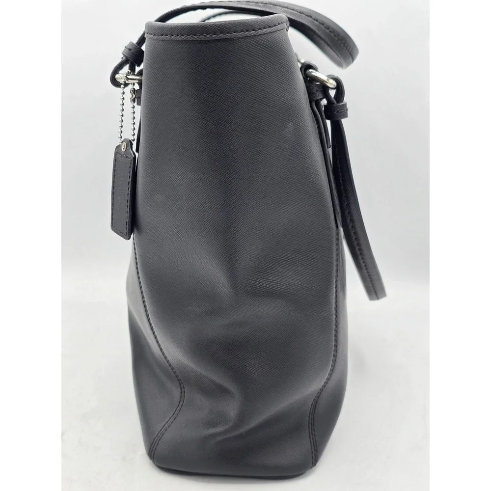 COACH Peyton Leather Zip Top Tote Bag Purse - Black/Silver‎ - SEE PHOTOS